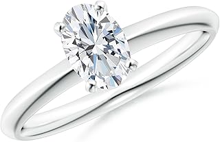 Angara Lab Grown Diamond Solitaire Engagement Ring for Women | Oval Shape Lab Diamond Solitaire Ring in 14K Solid Gold/Platinum | April Birthday, Gemstone Jewellery Gift