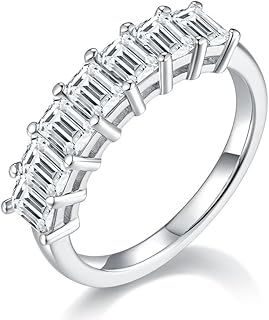 Sterling Silver Bridal Engagement Ring - 2.1 Carat Rectangular Natural Diamond Rings, D-color VVS1 Excellent Cut, Wedding and Engagement Jewelry for Women