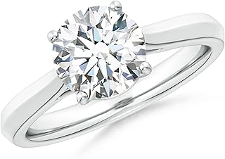 Angara Lab Grown Diamond Solitaire Engagement Ring for Women | Round Lab Diamond Solitaire Ring in 14K Solid Gold/Sterling Silver/Platinum | April Birthday, Gemstone Jewellery Gift