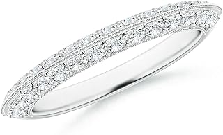 Angara Lab Grown Diamond Wedding Ring for Women | Round Lab Diamond Non Eternity Ring in 14K Solid Gold/Platinum | April Birthday, Anniversary, Gemstone Jewellery Gift