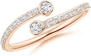 Angara Lab Grown Bezel-Set Double Diamond Bypass Ring in Silver / 14K Solid Gold/Platinum | April Birthstone, Birthday, Engagement, Anniversary, Wedding Jewelry Gift for Women