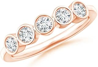 Angara Lab Grown Five Stone Bezel-Set Diamond Wedding Ring in 14k Gold/Silver/Platinum | Birthday, Engagement, Anniversary, Wedding Jewelry Gift for Women