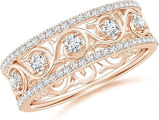 Angara Lab Grown Edwardian Style Filigree Diamond Wedding Ring in 14k Gold/Silver/Platinum | Birthday, Engagement, Anniversary, Wedding Jewelry Gift for Women