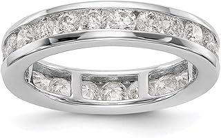 Solid Real 14k White Gold 2ct Channel Set Diamond Anniversary Wedding Band Eternity Ring Size 8