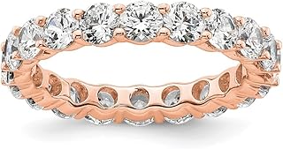 Sonia Jewels Real 14k Rose Gold 3ct Diamond Anniversary Wedding Band Eternity Ring Size 8