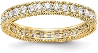 Sonia Jewels Real 14k Yellow Gold 3/4CT Milgrain Edge Diamond Anniversary Wedding Band Eternity Ring Size 6