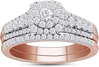 1 Cttw Womens Round White Natural Diamond Bridal Wedding Engagement Ring Band Set 14Kt Solid Gold (I-J Color, I2-I3 Clarity, 1 Carat)