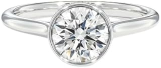 Round Cut Simulated Diamond Engagement Ring, Bezel Set Statement Ring, Gift For Bride Solitaire Ring, Classic Promise Ring