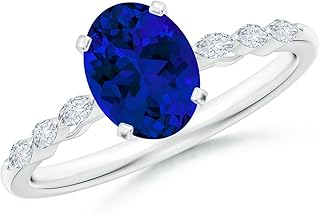 Angara Lab Grown Blue Sapphire Engagement Ring for Women | Oval Lab Blue Sapphire Engagement Ring in 14K Solid Gold/Platinum | September Birthday, Gemstone Jewellery Gift