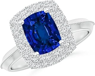 Angara Lab Grown Blue Sapphire Ring for Women | Lab-Grown Vintage in 14K Solid Gold/Platinum