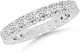 Lab Grown Round Diamond Full Eternity Wedding Ring in Sterling Silver/ 14K Gold/Platinum for Women | April Birthstone | Anniversary, Engagement, Birthday Jewelry Gift For Her