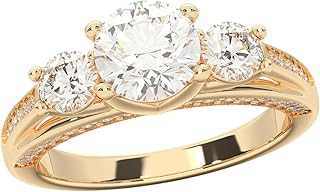 2.00Ct FG/VS Round Lab Grown Diamond Trilogy Engagement Ring For Women Made in Solid Gold