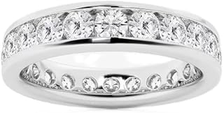 Customize Jewel 1/2 Ct.tw Round Cut Natural Diamond Channel Set Eternity Wedding Band In Platinum 950, (H-I/SI3-I1)