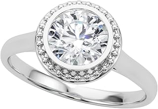 IGI Certified 0.20Ct to 2.00Ct D Color VS Clarity Round Cut Lab Grown Diamond Engagement Ring for Women | Solitaire 10K,14K Gold Ring(White,Yellow,Rose) | Bezel Set Ring