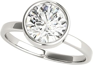Round Cut IGI Certified Lab Grown Diamond Engagement Ring | 10K,14K Gold & Platinum Bezel Set Ring(White,Yellow,Rose) | D/VS 0.20Ct to 2.00Ct Solitaire Handmade Ring