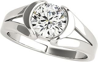 Round Cut IGI Certified Lab Grown Diamond Solitaire Engagement Ring | 0.20Ct to 2.00Ct Lab Diamond | 10K,14K Gold Engagement Ring for Women | Tension & Semi Bezel Set Platinum Ring
