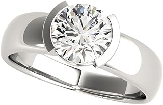 Round IGI Certified Lab Grown Diamond Bezel Set Engagement Ring Solitarie | 10K,14K Gold Engagement Ring for Women | 0.20Ct to 2.00Ct D/VS Color Clarity Lab Diamond Promise Ring