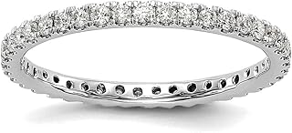 JewelryWeb 14k Solid White Gold 1/2 Ct Lab Grown Diamond VS+ F+ Eternity Band Size 9 1.8mm Wide 1.9mm Thick Eternity Ring for Women and Men