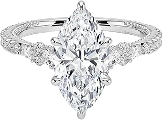 Certified 1,2,3 Carat Marquise Lab Grown Diamond (VS1 & VVS2) 10K 14K 18K Gold Wedding Engagement Ring For Womens Nature Inspired Moissaite Ring Christmas Gift