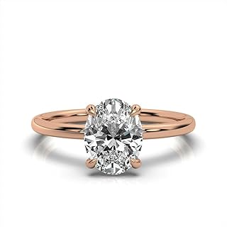 IGI Certified Oval Lab Grown Diamond Ring Ct 10K 14K 18K Solid Gold & 950 Platinum Andia Solitaire Lab Grown Diamond Engagement Ring Christmas Gift For Women (Main Stone :- 1-5 Carat)