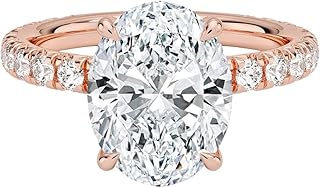 1-5 Ct IGI Certified Lab Grown Diamond Ring 950 Platinum & 10K 14K 18K Solid Gold Pave Prong Accented Lab Grown Diamond Engagement Ring Christmas Gift For Women (1-5 Carat, Color:E-F, Clarity:VVS2)
