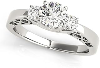 Lab Grown Diamond Three Stone Engagement Ring for Women | 0.50 to 5.00 Carat D/VVS Diamonds | Solid 9K/18K Gold, Platinum or 925 Silver | Prong Setting with Vintage Engrave Shank | Trilogy Promise