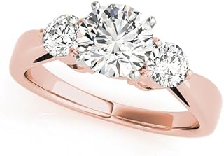 3 Stone Lab-Grown Diamond Engagement Ring | Round Brilliant Centre with Prong Set Side Accents | Silver, Solid Gold (9K/18K) or Platinum | D/VVS, 0.50ct–5.00ct | Modern Trilogy Design | Promise Ring