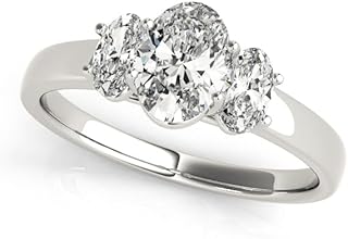Elegant 3-Stone Lab Grown Diamond Engagement Ring | 0.50ct – 5.00ct, D/VVS Diamond | Solid 9K/18K Gold, Platinum, 925 Silver | Oval Cut with Side Stones | Classic Prong Setting | Luxurious Ring Style