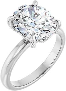3 Ct IGI Certified Lab Grown Diamond Ring For Her 10K 14K 18K Solid Gold & 950 Platinum Pave Prong Lab Grown Diamond Engagement Ring Handcrafted with Love (3 Carat, Color:E-F, Clarity:VVS2)