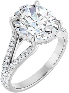 IGI Certified Oval Lab Grown Diamond Ring Ct 10K 14K 18K Solid Gold & 950 Platinum Split Shank Lab Grown Diamond Engagement Ring Christmas Gift For Women (1-5 Carat, Color:E-F, Clarity:VVS2)