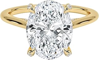 IGI Certified Oval Lab Grown Diamond Ring 1-5 Ct 10K 14K 18K Solid Gold & 950 Platinum Pave Prong Lab Grown Diamond Engagement Ring Christmas Gift For Women (1-5 Carat, Color:E-F, Clarity:VVS2)