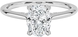 1-5 Ct IGI Certified Lab Grown Diamond Ring 950 Platinum & 10K 14K 18K Solid Gold Pave Prong Lab Grown Diamond Engagement Ring Christmas Gift For Women (1-5 Carat, Color:E-F, Clarity:VVS2)