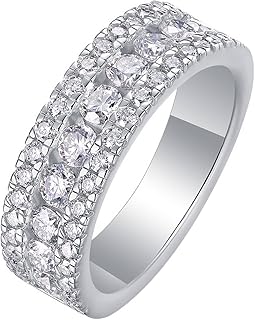 Woman Rings Silver, Women's 9K/14K/18K White Gold/PT950 Platinum Luxury Moissanite Ring