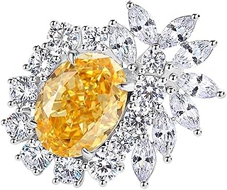 Promise Rings for Women, Women's Luxury Engagement Ring with 8x10mm Citrine 3ct and Moissanite