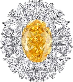 Wedding Band for Women, Women's Luxury Engagement Ring with 8x10mm Citrine 3ct and Moissanite