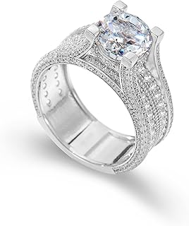 18KWhite Gold Wedding Ring Real Gold Personalized, Vintage Pavé Moissanite Band Ring for Women