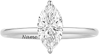 1 Carat Natural Diamond Engagement Ring for Her 10K 14K 18K Real Gold Round/Oval/Marquise Cut Natural Diamond Solitaire Wedding Ring for Women Wife (K-L Color) US 4.5-18