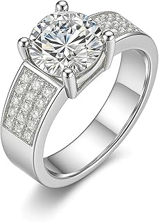 18K Gold Wedding Ring Real Gold Personalized, Moissanite Wide Pavé Band Ring for Women