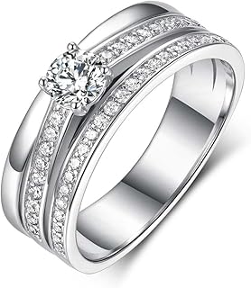 18K White Gold Wedding Ring Real Gold Personalized, Moissanite Pavé Triple-row Band Ring for Women