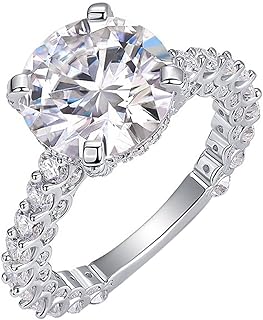 Moissanite Engagement Rings For Women, 9K/14K/18K White Gold/PT950 Platinum Luxury Ring with 5ct Round Moissanite