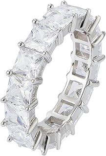 Moissanite Engagement Ring White Gold, 9K 14K 18K Luxury Tennis Square Moissanite Ring for Ladies