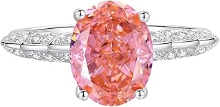 Promise Rings For Women, 9K/14K White Gold Ring with Oval Shape Gemstone