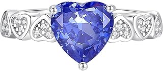 Promise Rings For Her, 9K/14K/18K White Gold/Platinum 950 Women Engagement Ring with 2ct Heart Lab Created Padparadscha Sapphire with Moissanite