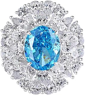 Gemstone Ring For Women, Women's 9K/14K/18K White Gold/Platinum 950 Luxury 5ct Oval Topaz with Moissanite Ring
