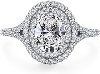 Moissanite Rings For Women, Women's Luxury Halo 1.5ct Oval Moissanite Engagement Ring