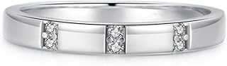 18K White Gold Wedding Ring for Women Personalized, Pavé Diamond Band Ring Real Gold