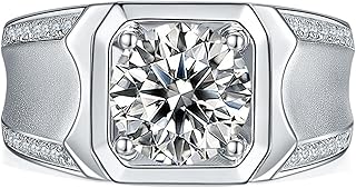 14k/9k/18k White Gold Mens Engagement Ring, Lab Created Diamond Rings Wide 3 Carat Size 7 to 13, Mens Jewelry for Wedding