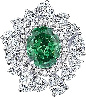 Wedding Bands For Women, 9K/14K/18K White Gold/Platinum 950 Luxury Cluster Moissanite Ring for Women with 5ct Oval Topaz 9x11mm