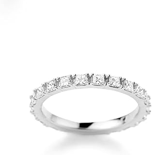 9K/14K/18K White Gold Women Engagement Promise Ring with Circle of Lab Created Diamond