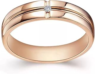 9K/14K/18K Rose Gold Solitaire Engagement Ring for Women with Diamond, with Cross Groove
